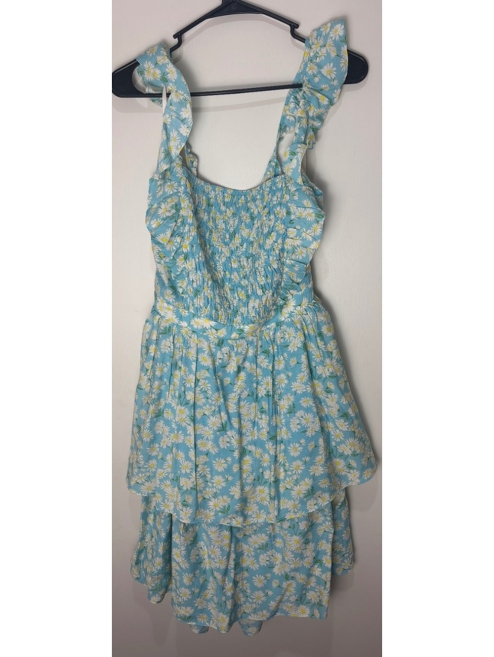 BCBGeneration L Retro Floral Daisy Smocked Tiered Mini Dress NWT $108